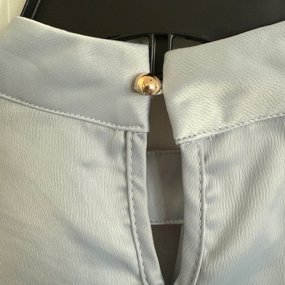 Elegant Light Blue Ruffle Blouse - Picture 3 of 5